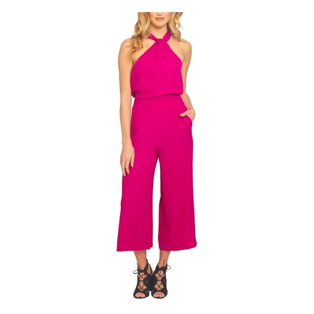NWT 1.STATE Womens Cropped Jumpsuit, Pink, Size 2 fuchsia pink